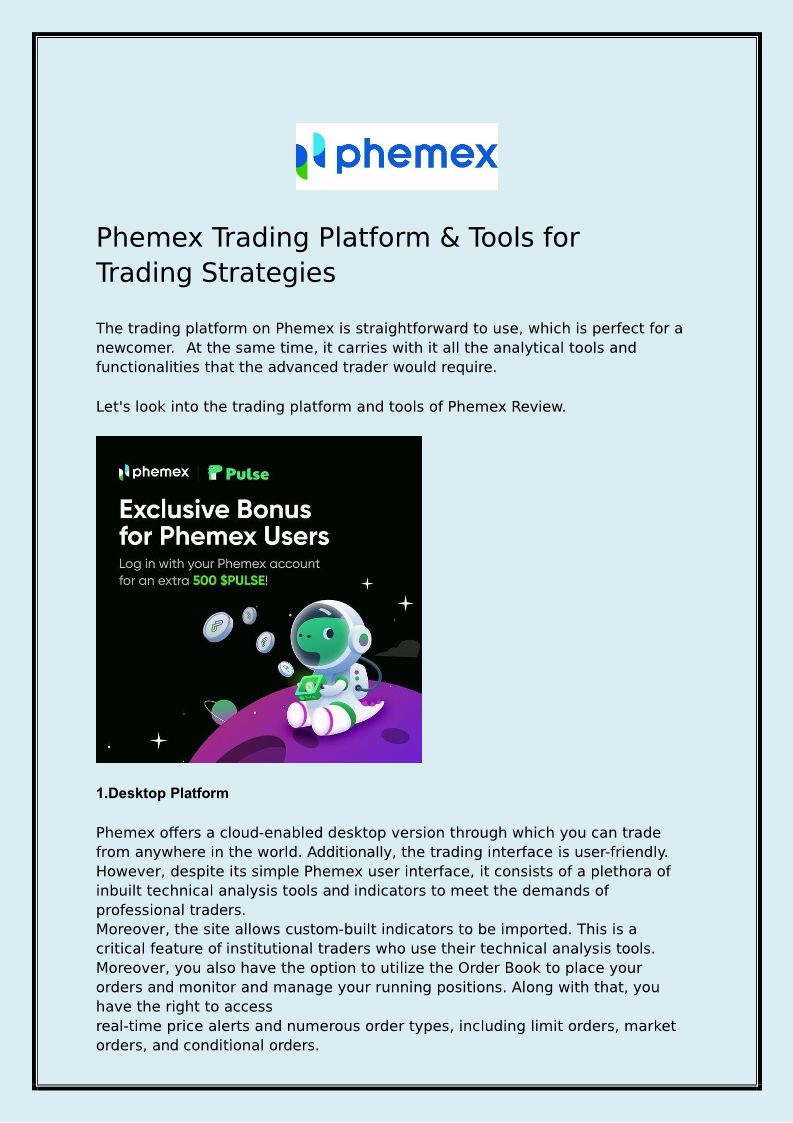 Phemex Trading Platform & Tools For Trading Strategies