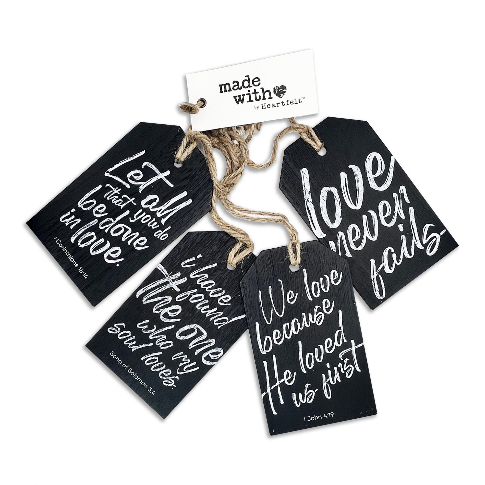 Love Never Fails Wooden Tag Set - The Christian Shop