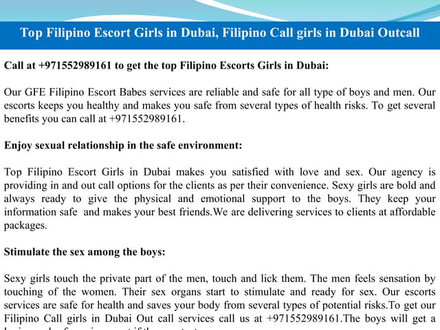 Top Filipino Escort Girls in Dubai, Filipino Call girls in Dubai Outcall