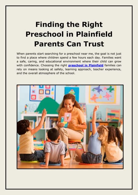 Finding the Right Preschool in Plainfield Parents Can Trust