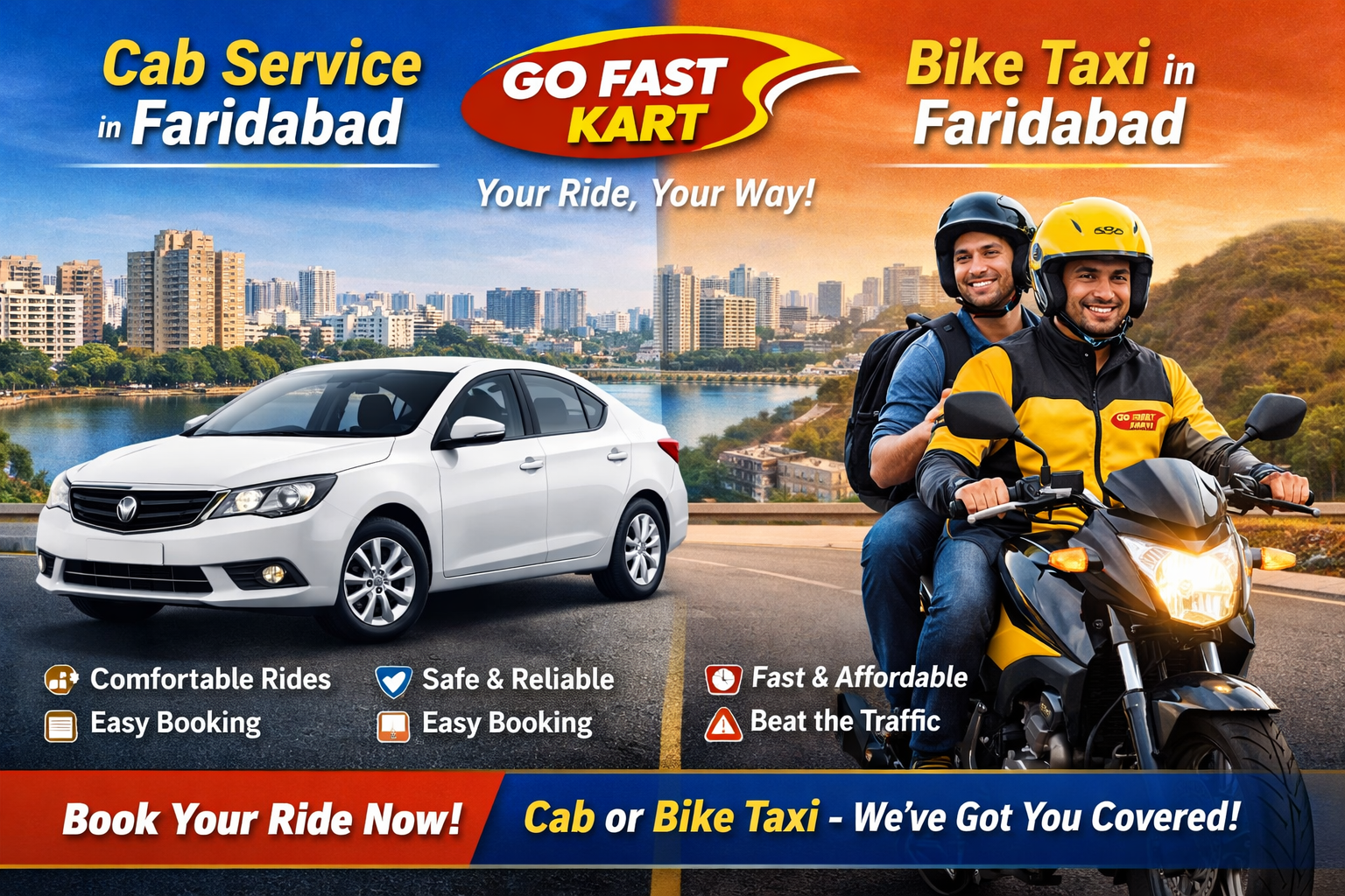 Reliable Cab Service in Faridabad & Fast Bike Taxi in Faridabad with Go Fast Kart – Go Fast Kart