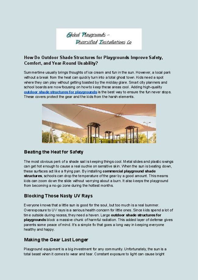 How Do Outdoor Shade Structures for Playgrounds Improve Safety, Comfort, and Year-Round Usability_.docx | PDF Host